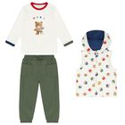 Baby Boys Ivory & Green Tracksuit (3 Piece), 1, hi-res