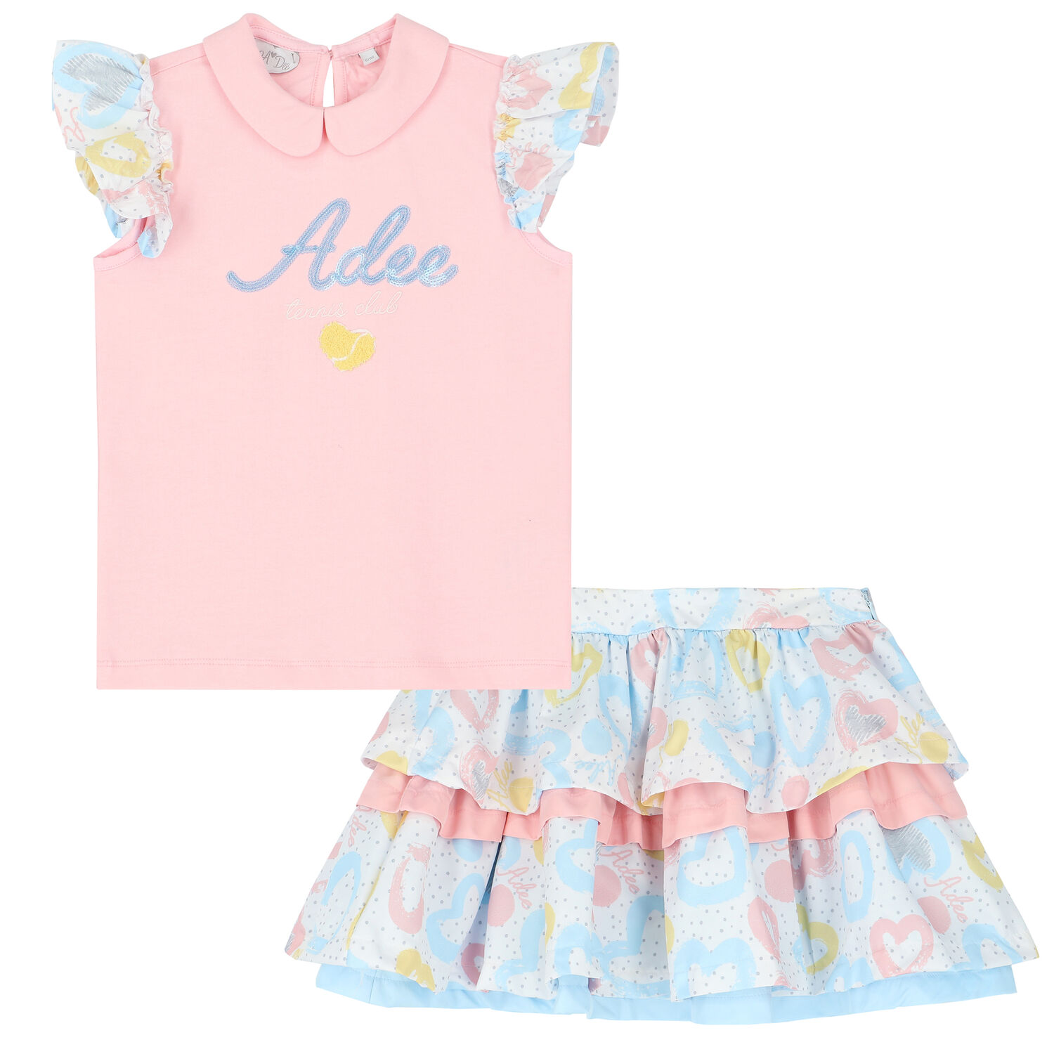 Girls Pink & White Logo Skirt Set, 1, hi-res image number null