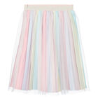 Girls Pink Pleated Satin Skirt, 1, hi-res