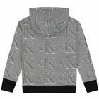 Boys Black & White Logo Hooded Top, 1, hi-res