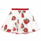 Girls White Strawberry Skirt, 1, hi-res