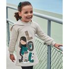 Girls Beige Hooded Sweatshirt Dress, 1, hi-res