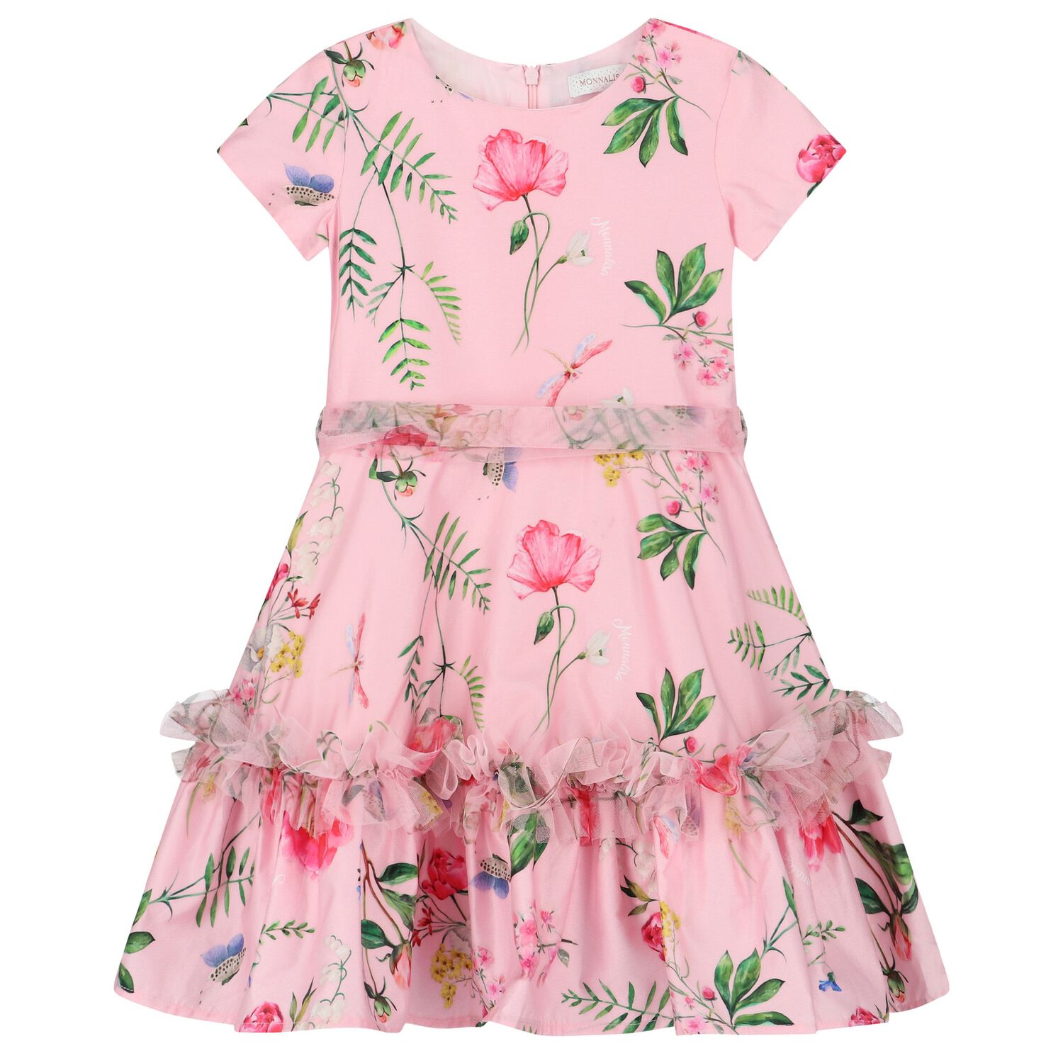 Girls Pink Floral Dress, 1, hi-res