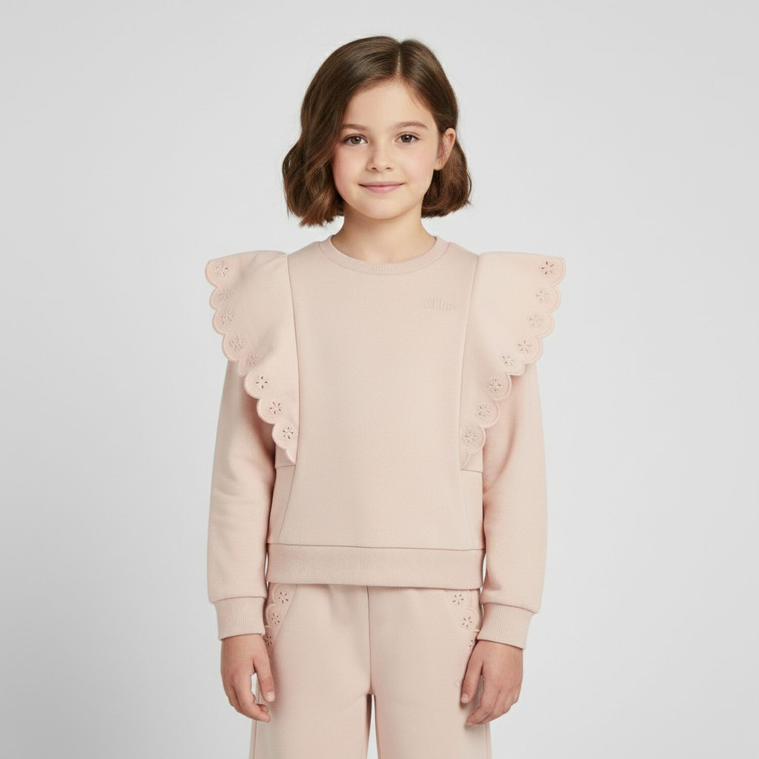 Girls Pink logo Flower Sweatshirt, 1, hi-res image number null