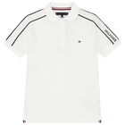 Boys White Logo Polo Shirt, 2, hi-res