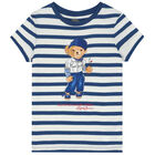 Girls Navy & White Striped Bear T-Shirt, 1, hi-res