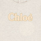 Younger Girls Beige Logo Long Sleeve Top, 1, hi-res