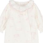 Baby Girls Ivory & Pink Velour Babygrow, 1, hi-res