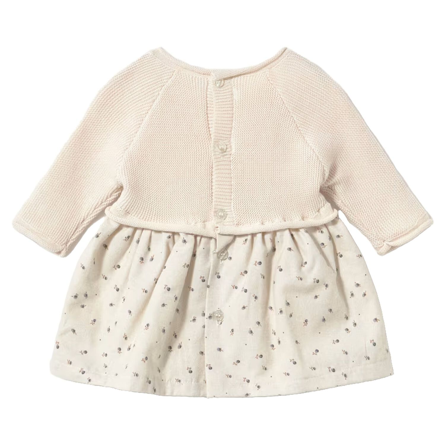 Baby Girls Ivory Knitted Dress, 1, hi-res