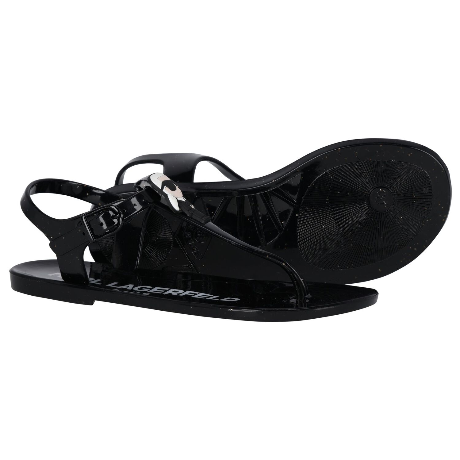 Girls Black Karl & Choupette Sandals, 1, hi-res image number null