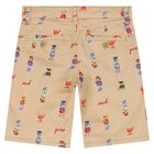 Boys Beige Teddy Bear Shorts, 1, hi-res