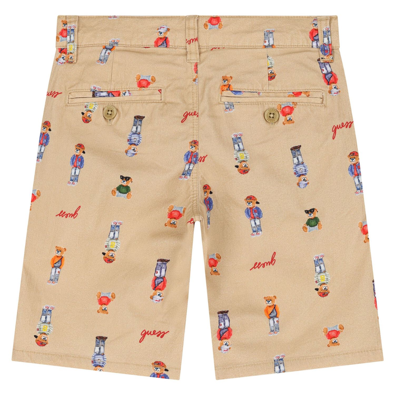 Boys Beige Teddy Bear Shorts, 1, hi-res