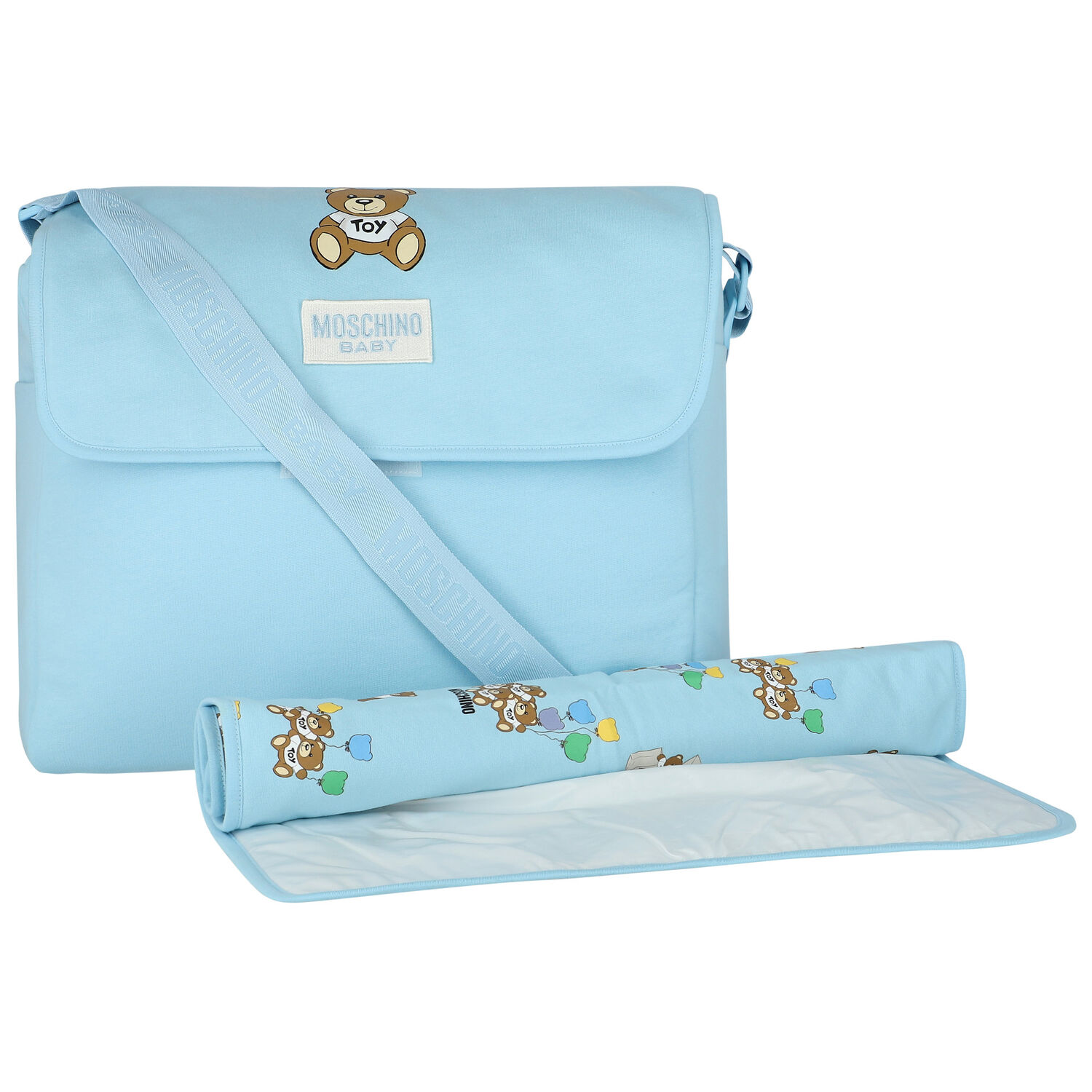 Blue Teddy Bear Logo Baby Changing Bag, 3, hi-res
