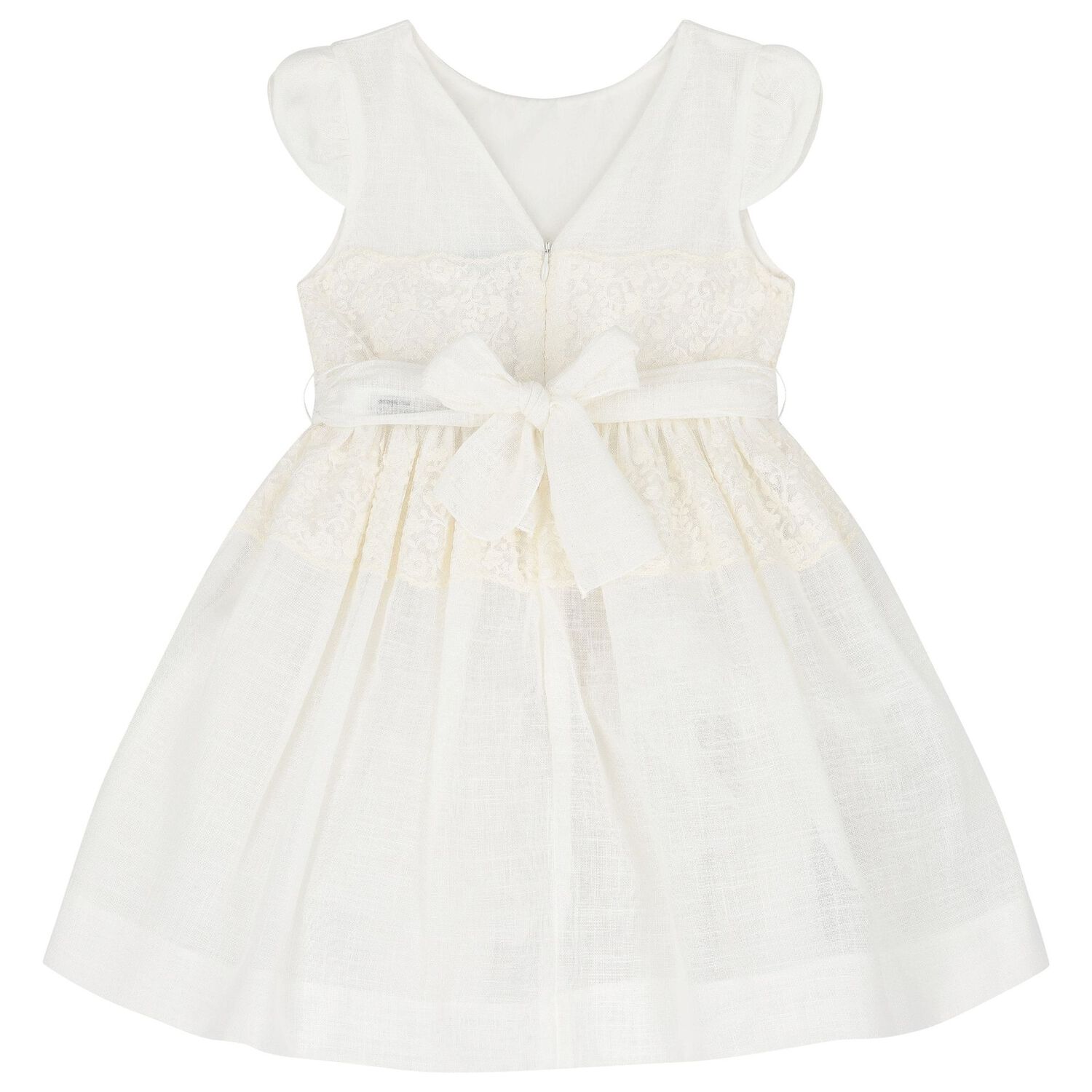 Girls Ivory Lace Dress, 1, hi-res