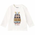Younger Boys Ivory Bag Long Sleeve Top, 1, hi-res