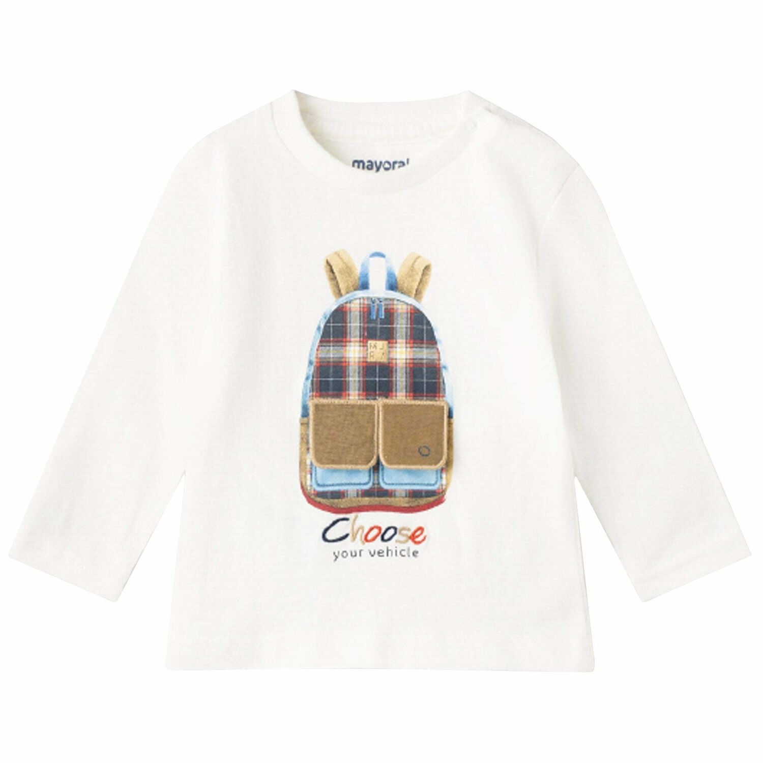 Younger Boys Ivory Bag Long Sleeve Top, 1, hi-res