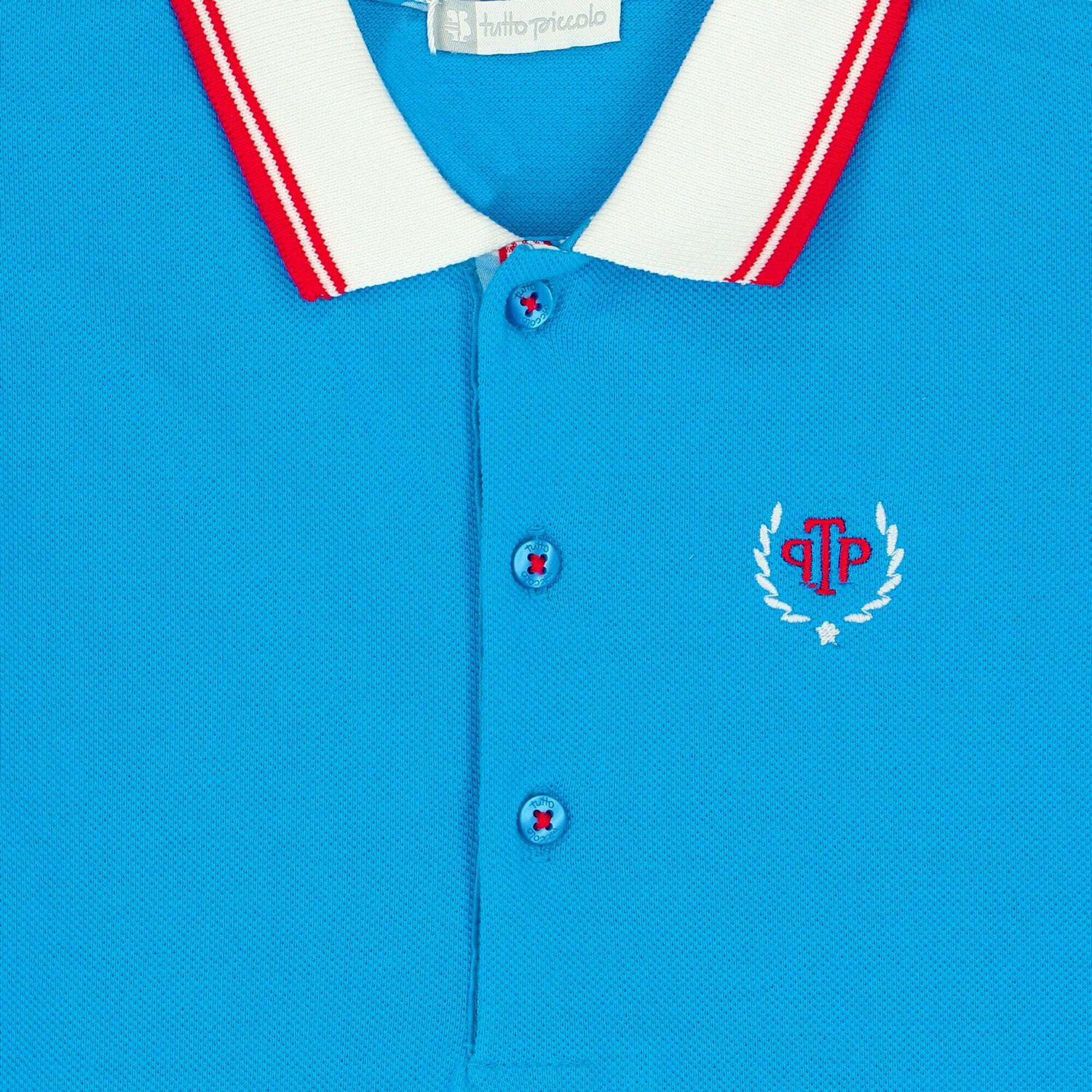 Boys Blue Logo Polo Shirt, 1, hi-res