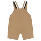 Baby Boys Beige Logo Dungaree, 1, hi-res