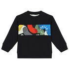 Boys Black Logo Sweatshirt, 1, hi-res