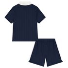 Boys Navy Blue Logo Shorts Set, 1, hi-res