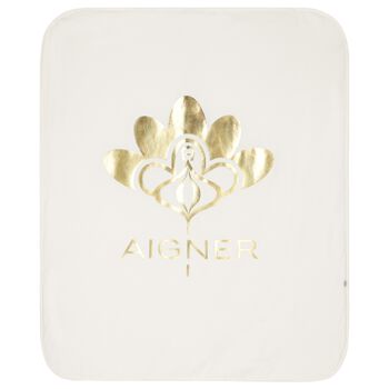 Baby Girls Ivory & Gold Logo Blanket