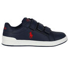 Boys Navy Blue Logo Trainers, 1, hi-res