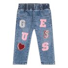 Baby Girls Blue Logo Denim Jeans, 1, hi-res