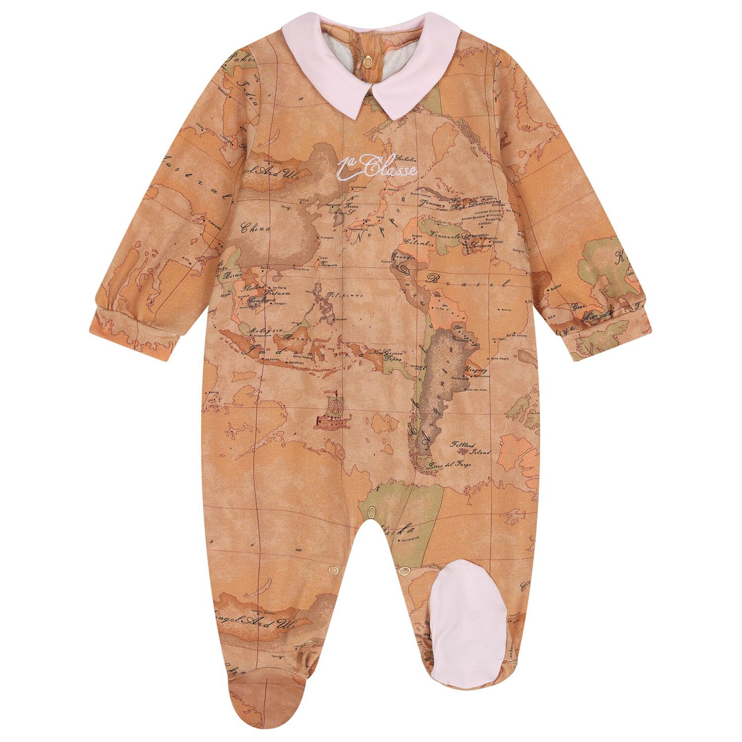 Baby Girls Beige & Pink Geo Map Babygrow Gift Set, 2, hi-res