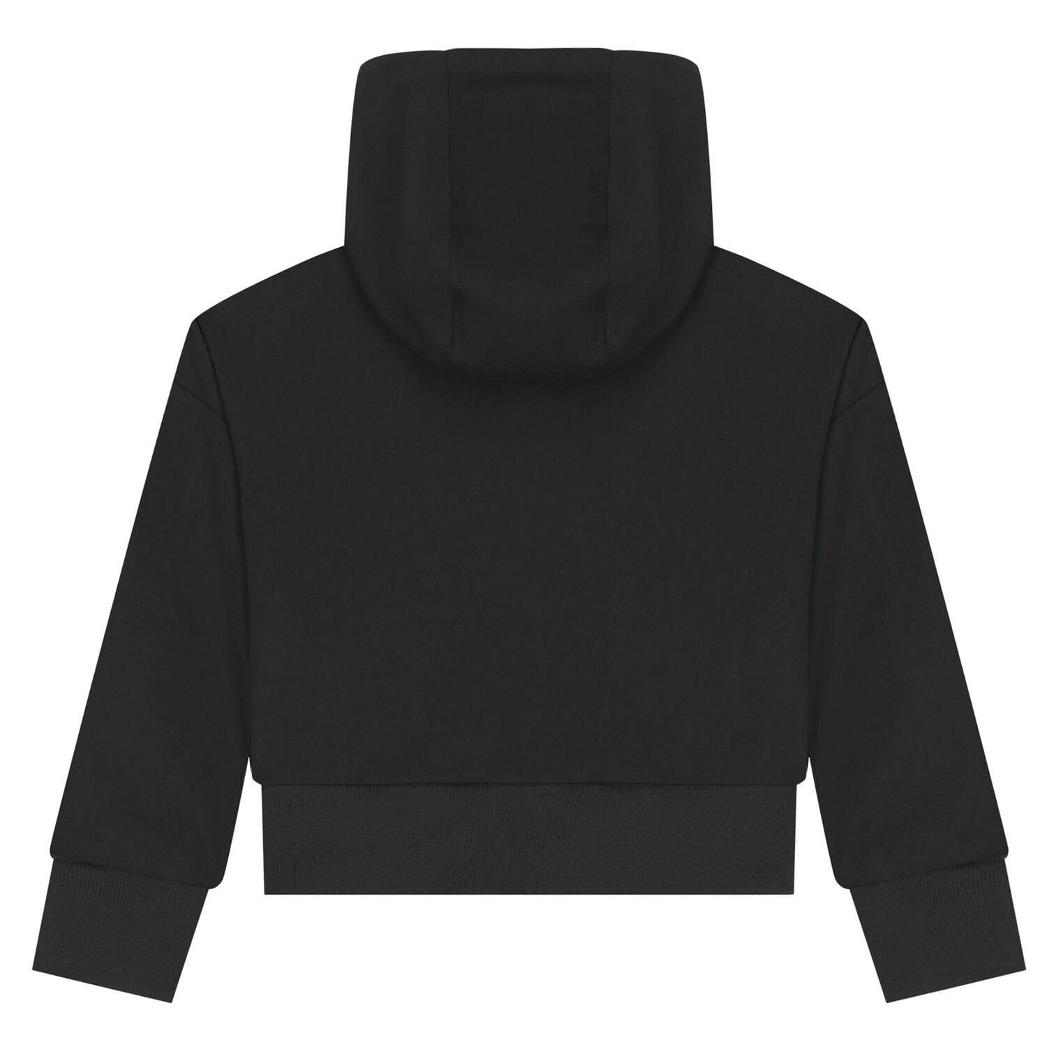 Girls Black Logo Hooded Zip Up Top, 1, hi-res