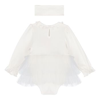 Baby Girls Ivory Bow Tulle Dress Set 