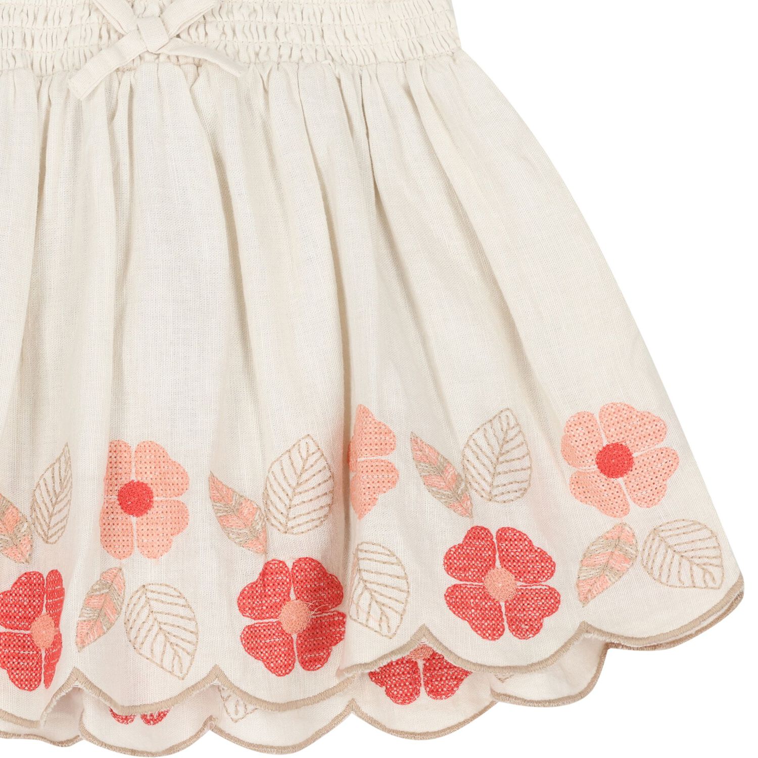 Girls White & Pink Embroidered Skirt, 2, hi-res