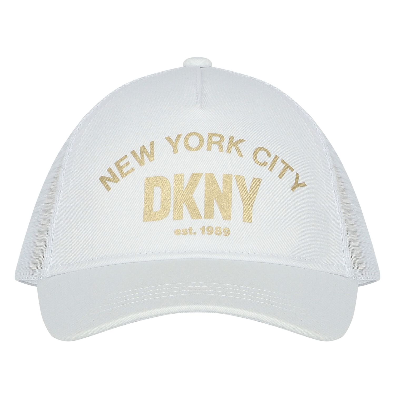 Girls White & Gold Logo Cap, 1, hi-res