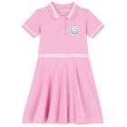 Girls Pink Logo Polo Dress, 2, hi-res