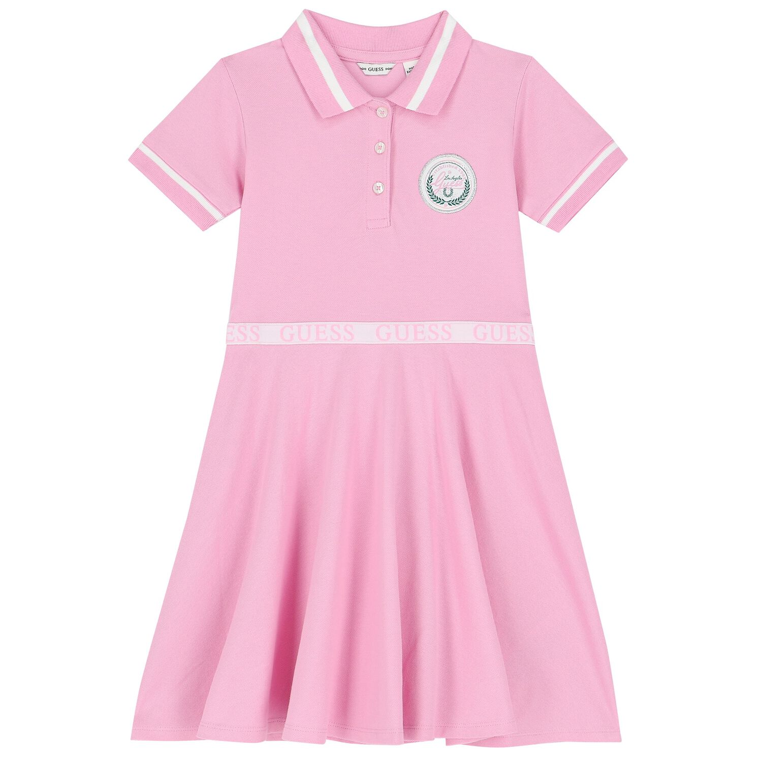 Girls Pink Logo Polo Dress, 2, hi-res image number null