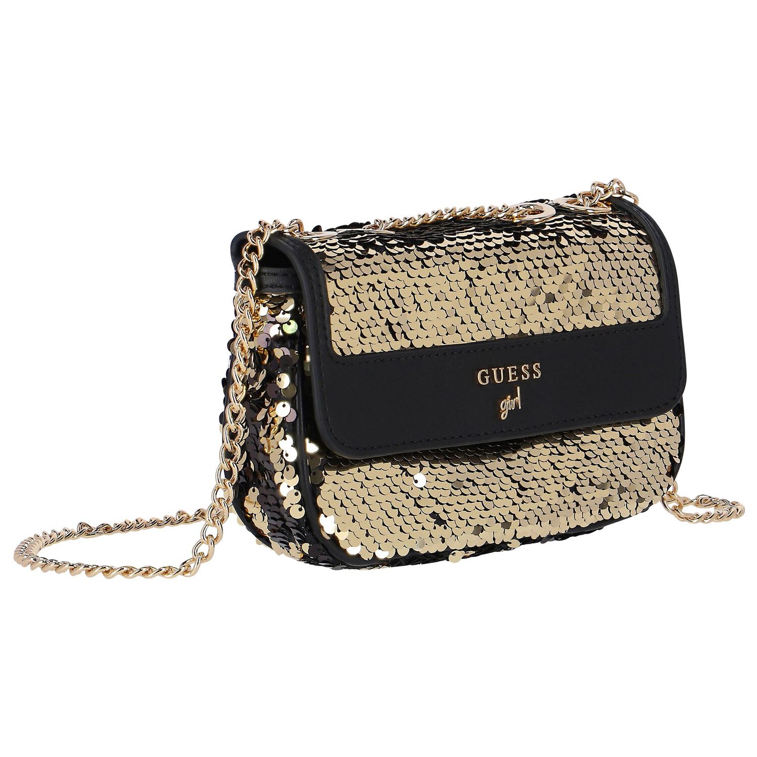 Girls Black & Gold Sequins Bag&nbsp;, 1, hi-res
