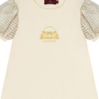Girls Ivory & Gold Bag Dress, 1, hi-res