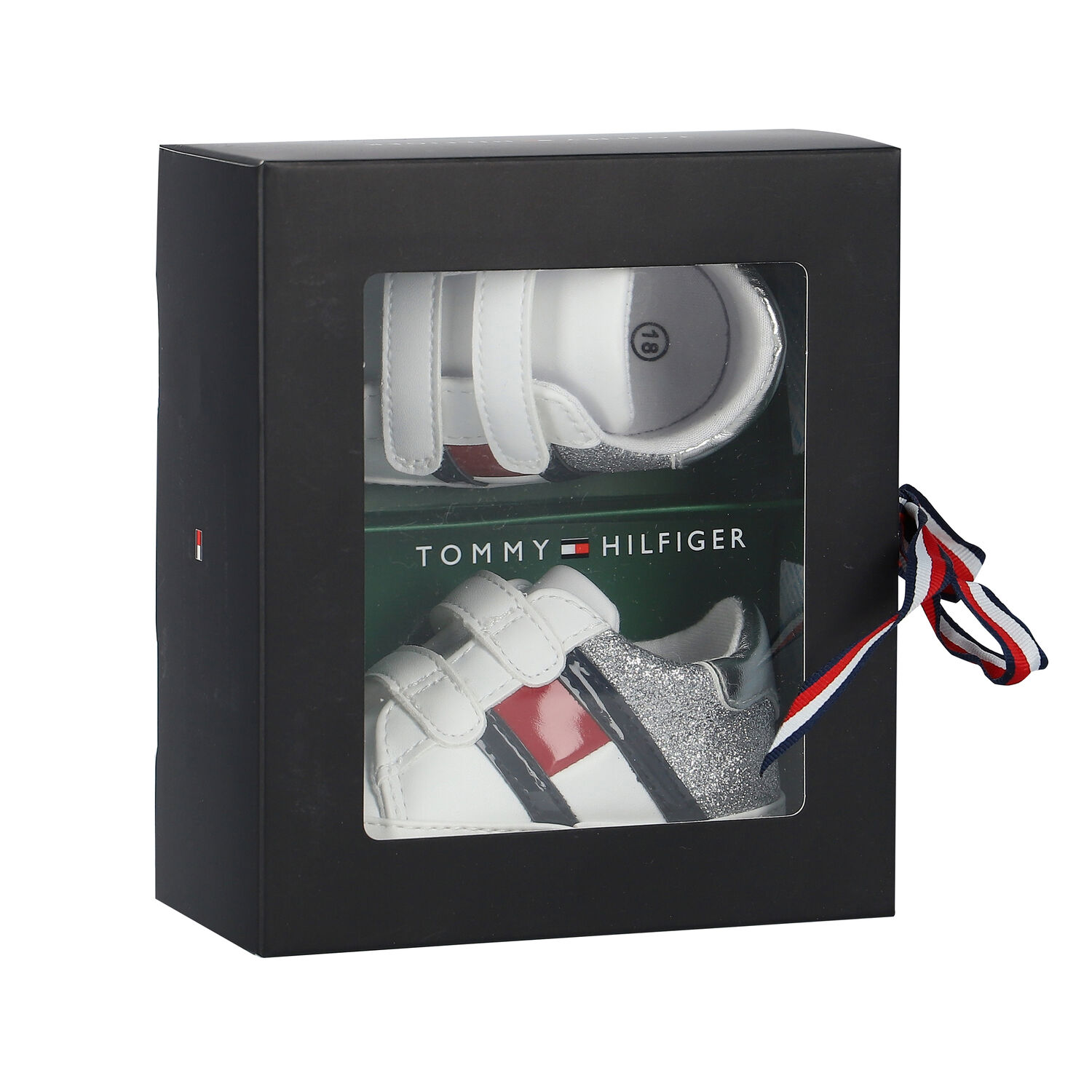 Baby Girls White & Silver Glitter Pre Walker Shoes, 1, hi-res