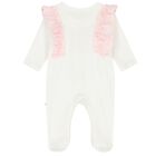 Girls Ivory & Pink Embellished Babygrow, 1, hi-res