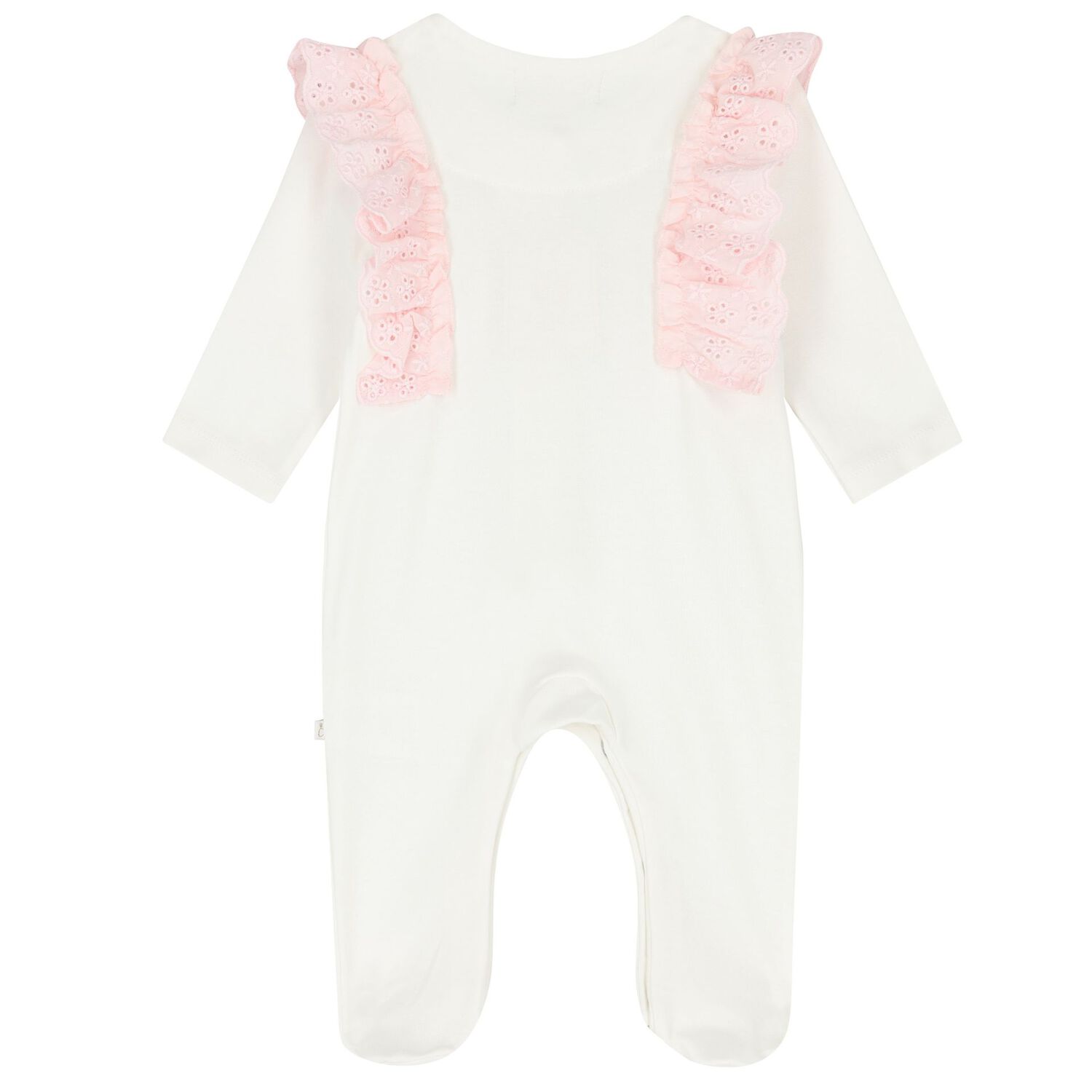 Girls Ivory & Pink Embellished Babygrow, 1, hi-res