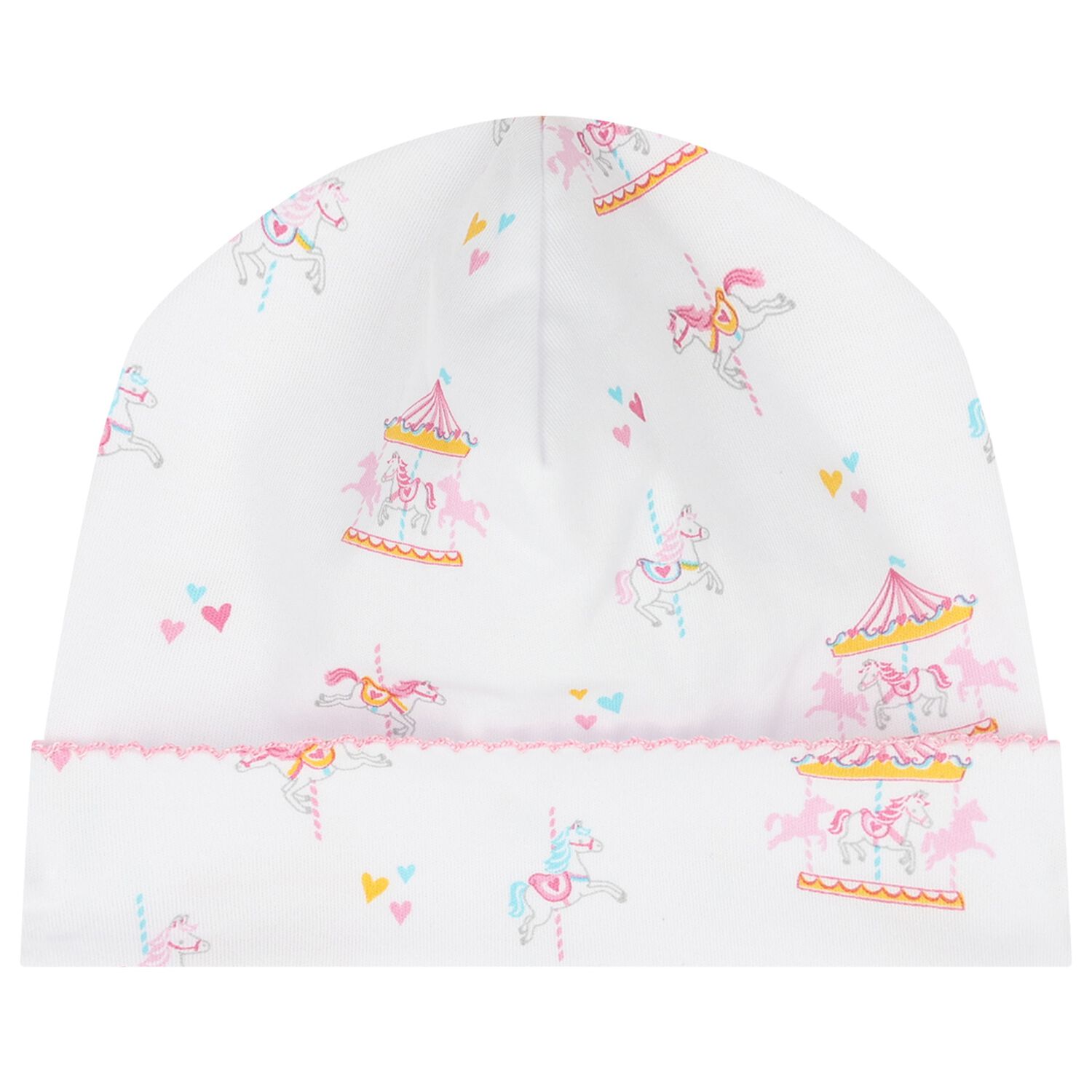 Baby Girls White & Pink Carousel Hat, 1, hi-res