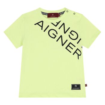 Younger Boys Green Logo T-Shirt