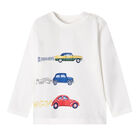 Younger Boys Ivory Cars Long Sleeve Top, 1, hi-res