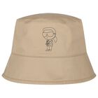 Baby Boys Beige & White Reversible Hat, 1, hi-res