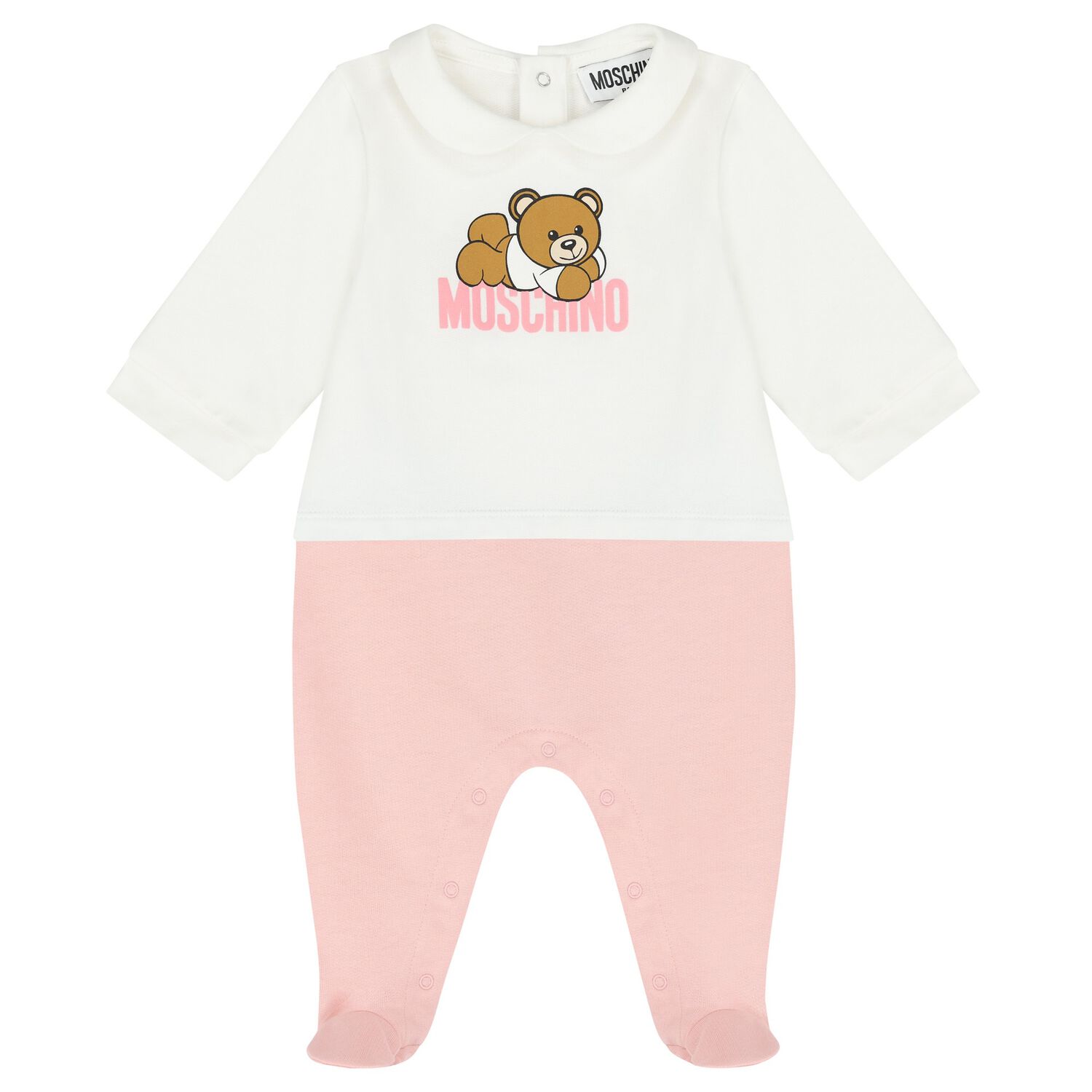 White & Pink Teddy Bear Logo Babygrow, 3, hi-res