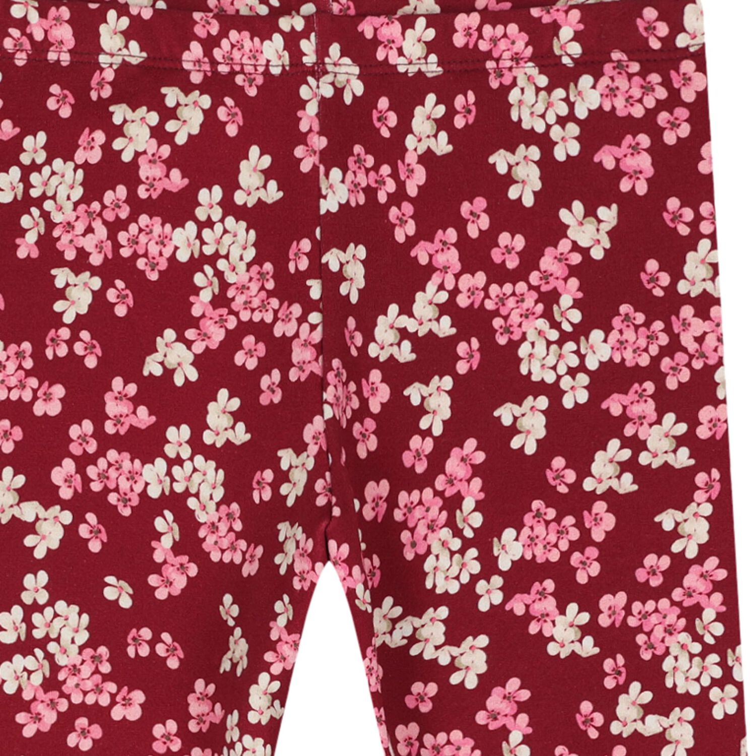 Girls Burgundy Floral Leggings, 2, hi-res