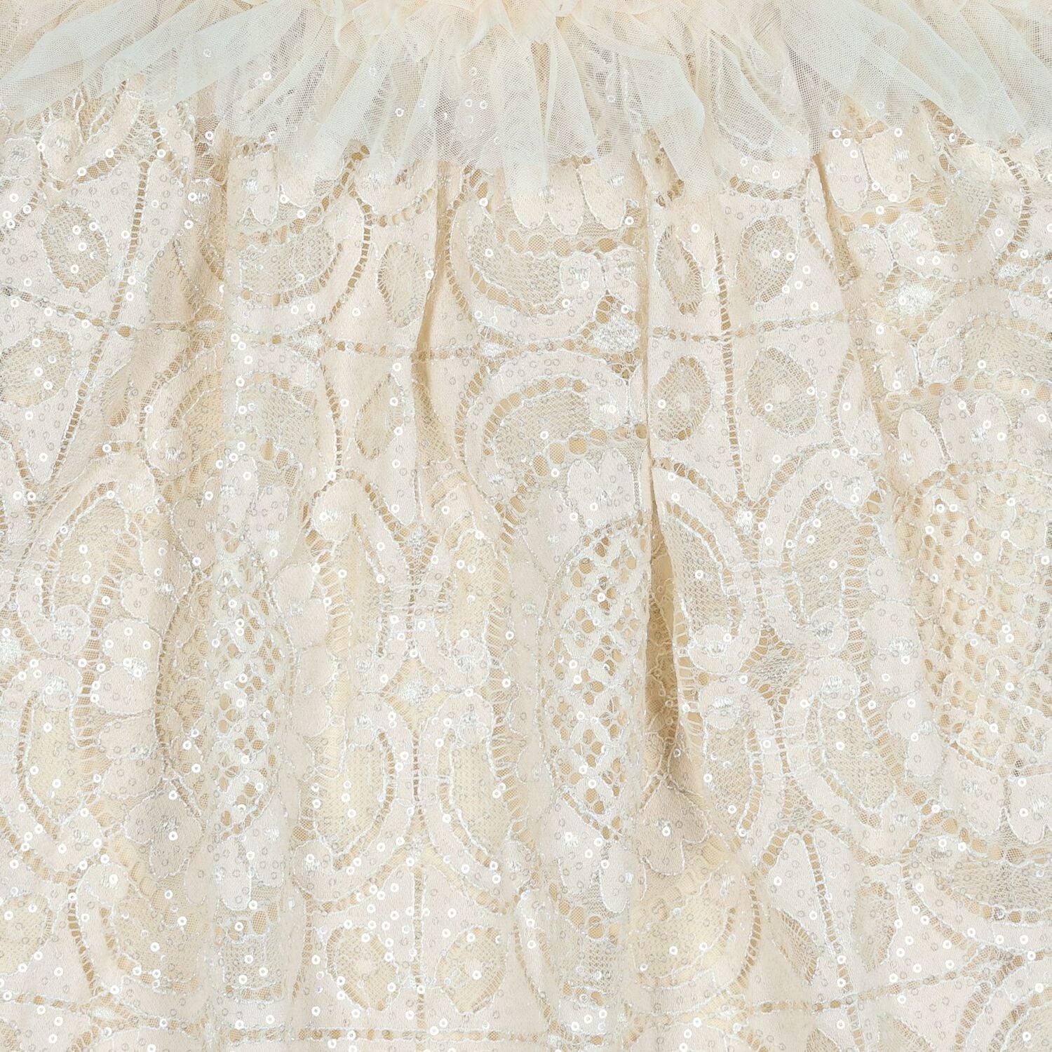 Girls Beige Lace & Sequin Kristi Dress, 1, hi-res