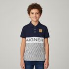 Boys Navy Blue Logo Polo Shirt, 2, hi-res
