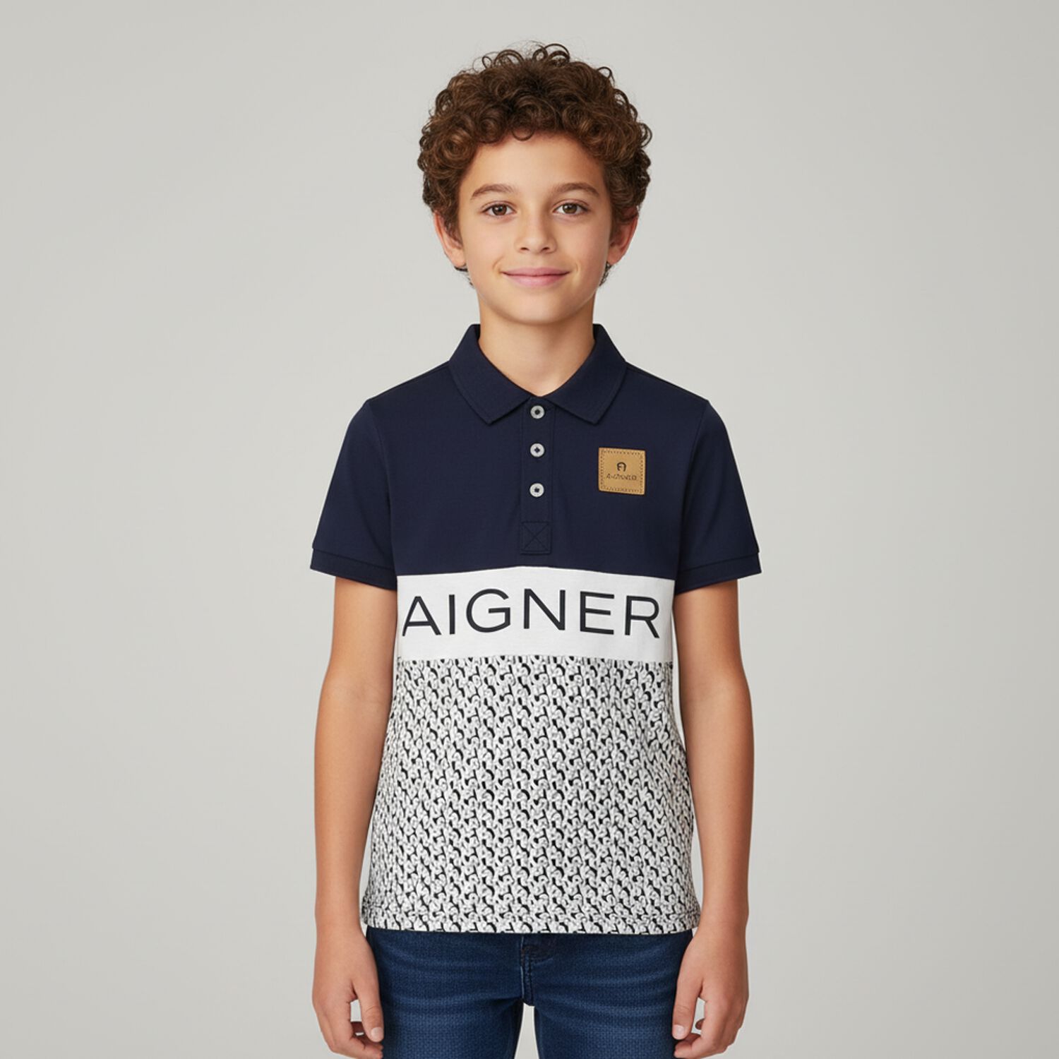 Boys Navy Blue Logo Polo Shirt, 2, hi-res