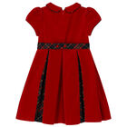 Girls Red Velvet Tartan Dress, 1, hi-res