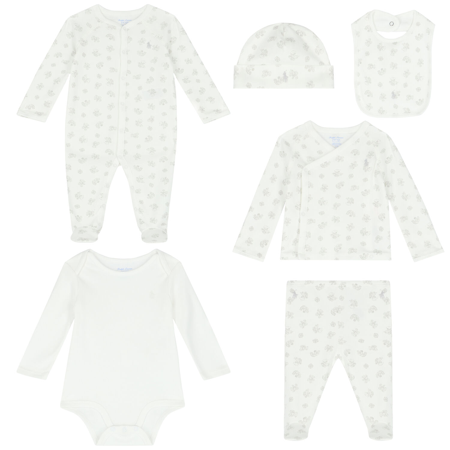 Baby Boys White & Grey 7 Piece Set, 1, hi-res